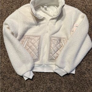Yogalicious Cream Sherpa Jacket with Quilted Detail NWT
